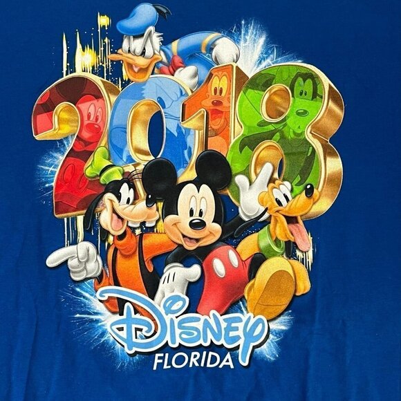 Disney Character Florida Graphic T-Shirt Blue 3X Mickey Donald Goofy Pluto 2018 - Picture 2 of 6